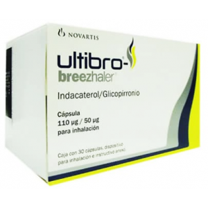 ULTIBRO BREEZHALER 110 / 50 MCG ( INDACATEROL + GLYCOPYRRONIUM ) 30 INHALATION CAPSULES